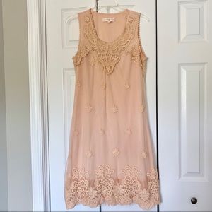 Altar’d State blush pink mesh and lace boho dress